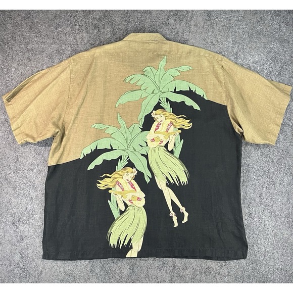 Vintage Tommy Bahama Linen Shirt Mens XXL Pinup Girl Tropical Button Up S/S - Picture 2 of 6